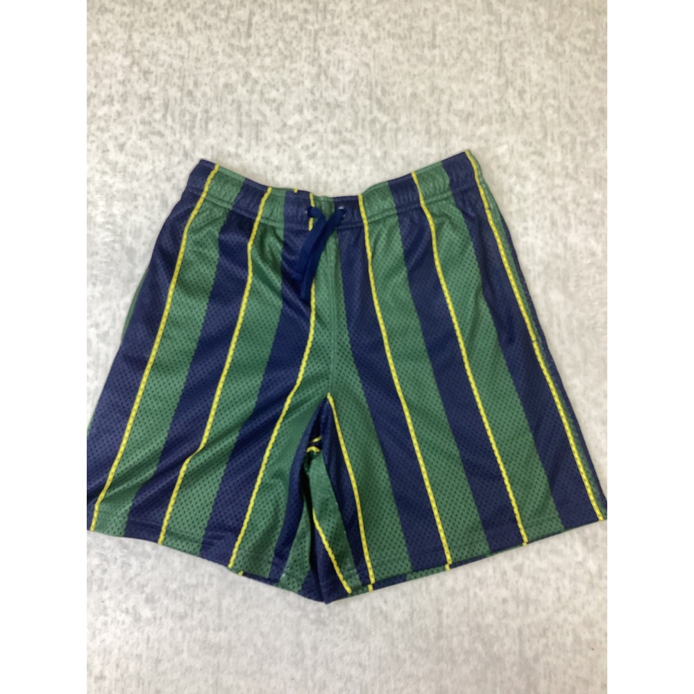 DSG Boys Mesh Gym Shorts Throwback Stripes Green Navy‎ Yellow Size L 14-16 NWT
